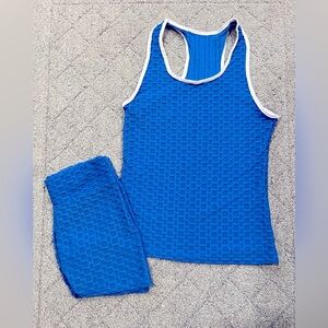 Blue w/white trim tank+shorts